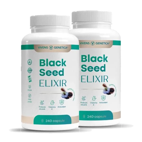 Black Seed Elixir, Ulei de Chimen Negru (Negrilică) Presat la Rece, 2 bucăți