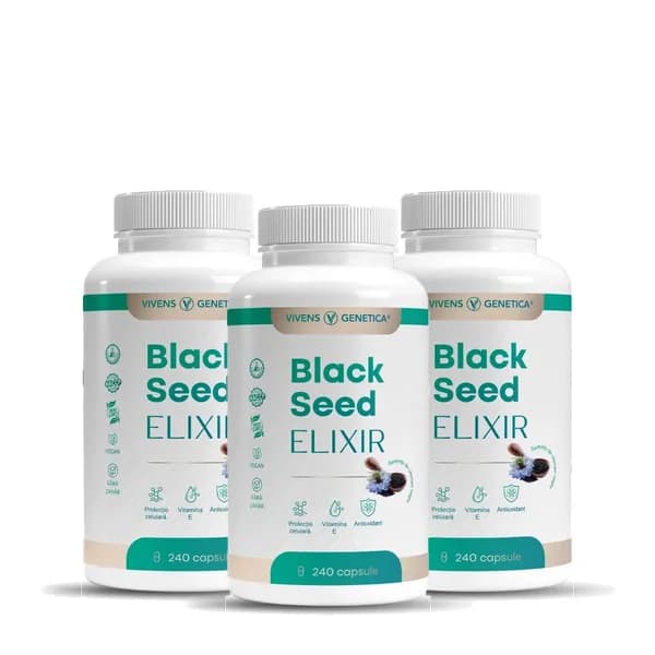 Black Seed Elixir, Ulei de Chimen Negru (Negrilică) Presat la Rece, 3 bucăți
