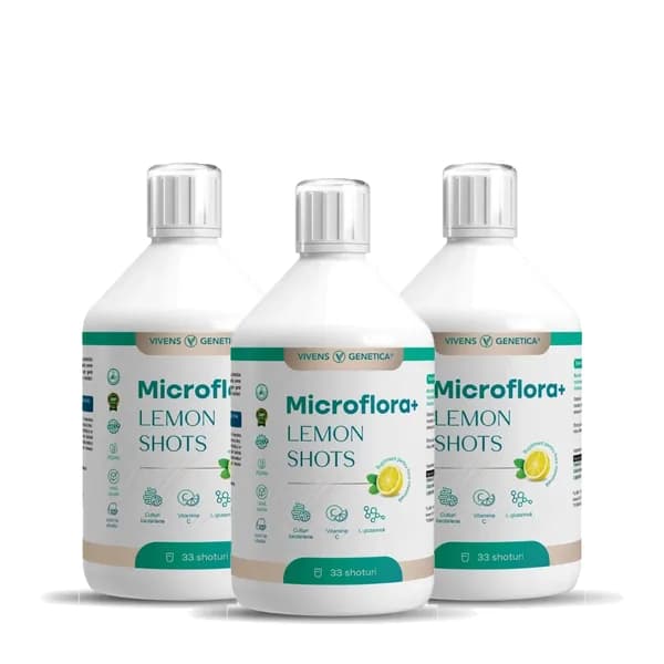 Microflora+ Lemon Shots, Probiotice Lichide pentru Digestie & Imunitate, 3 bucăți