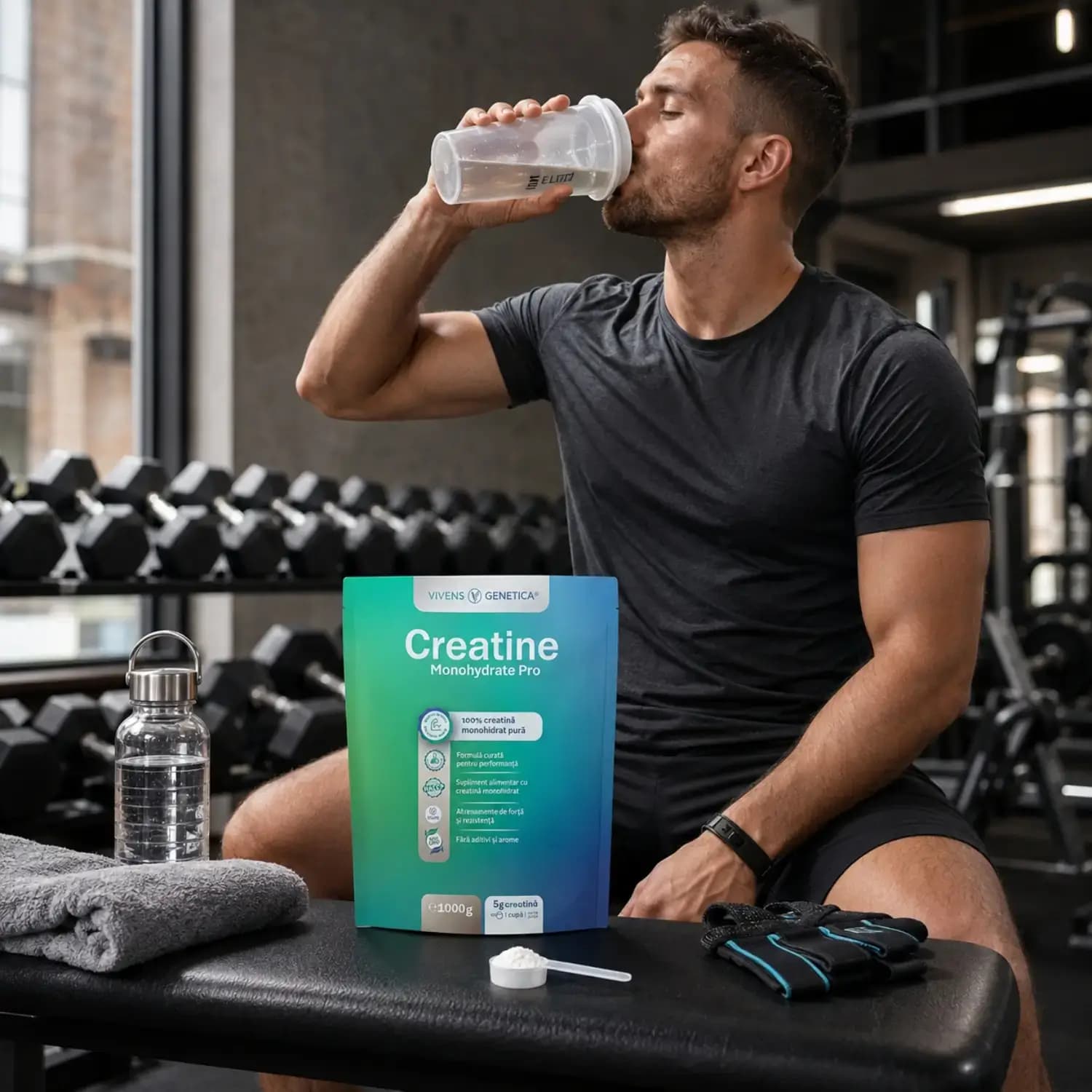 Creatine Monohidrate Pro 1000g creatină pură micronizată Mâna Naturii