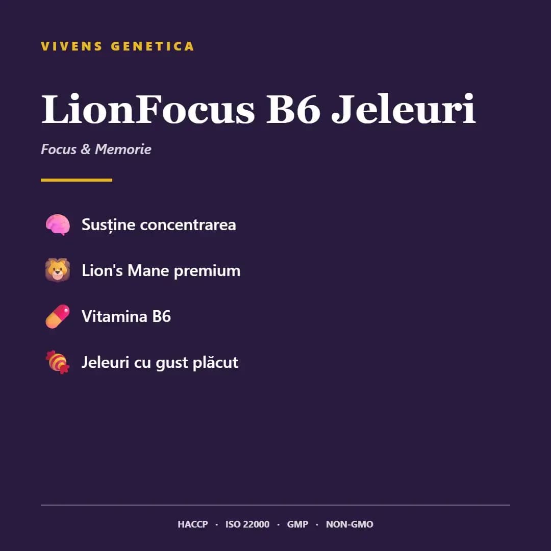 LionFocus B6 jeleuri cu coama leului și vitamina B6 Mâna Naturii