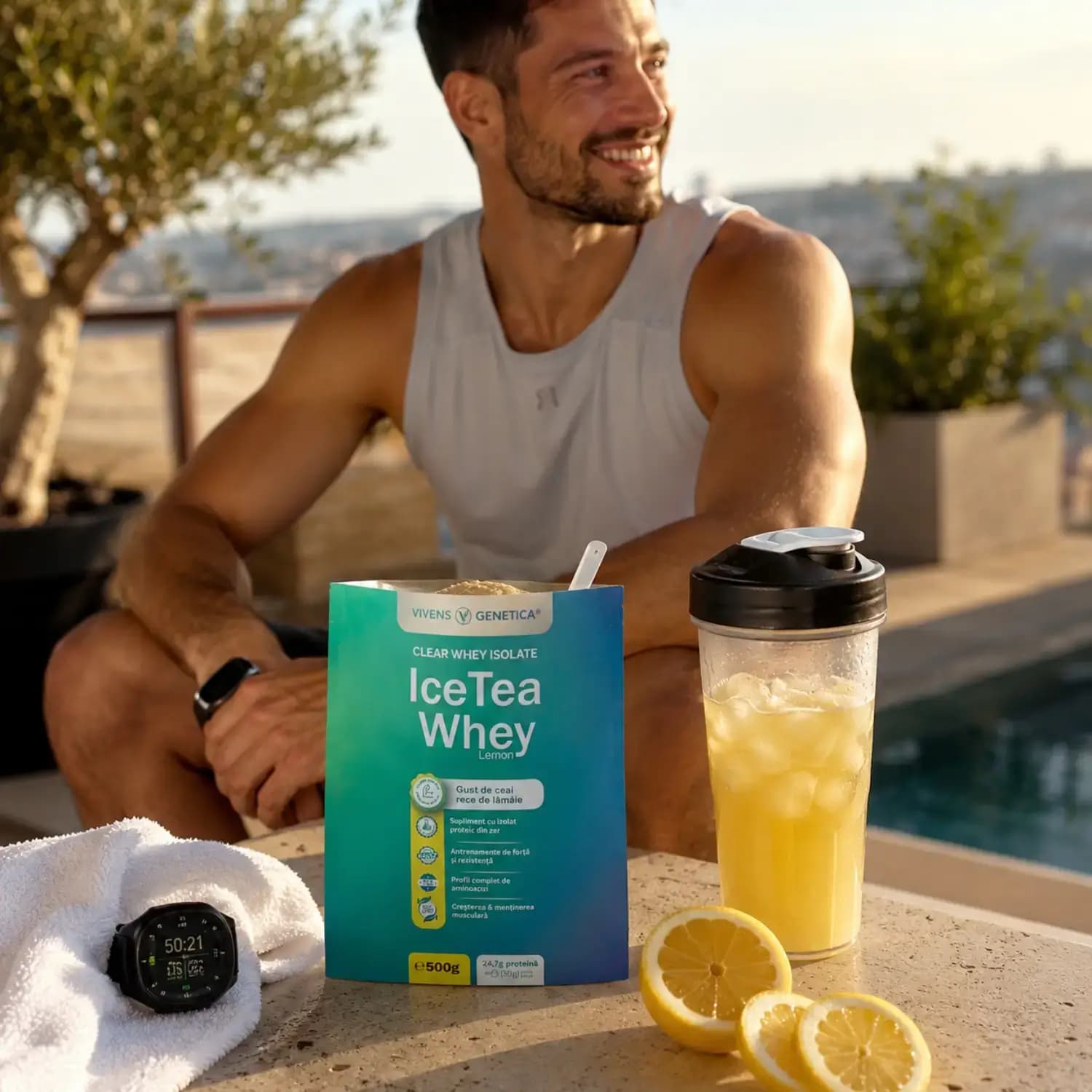 IceTea Whey Lemon 500g hidrolizat de proteină din zer cu lămâie Mâna Naturii