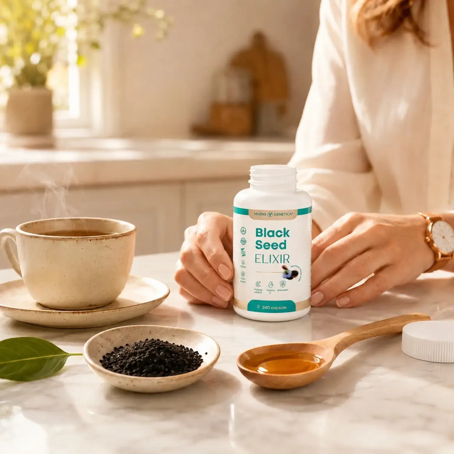 Black Seed Elixir ulei de chimen negru egiptean capsule Mâna Naturii