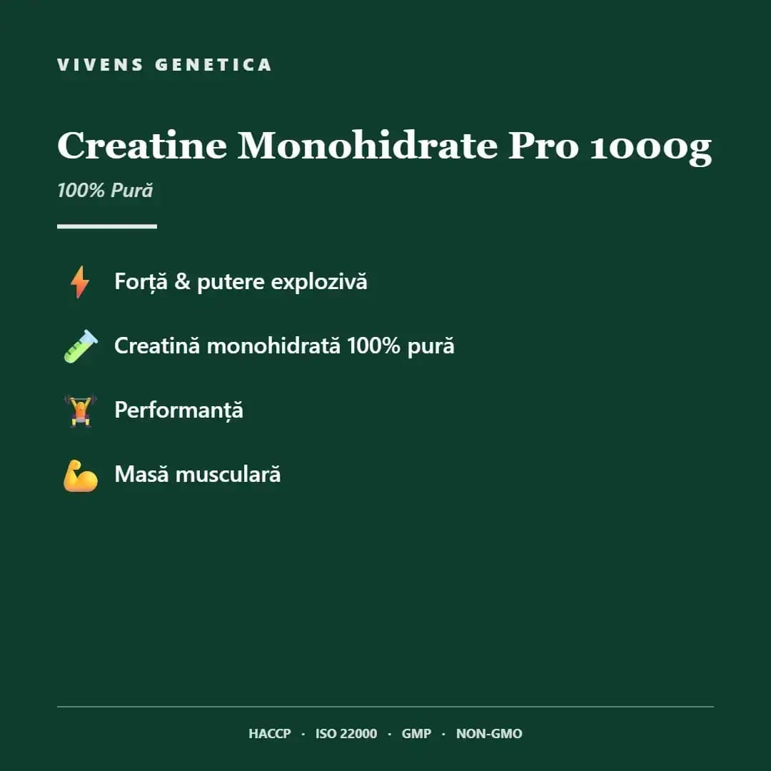 Creatine Monohidrate Pro 1000g creatină pură micronizată Mâna Naturii