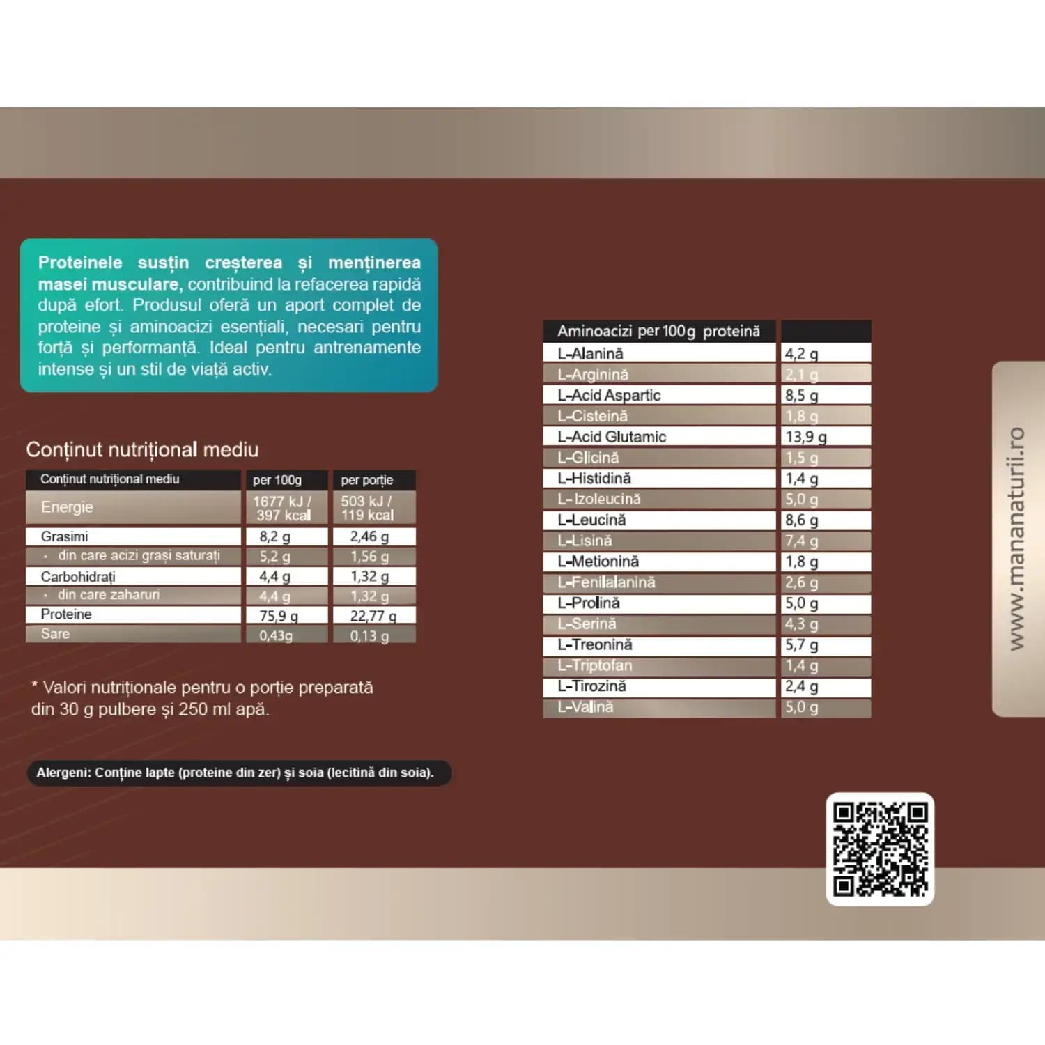ChocoProtein 1000g proteină din zer cu gust de ciocolată Mâna Naturii