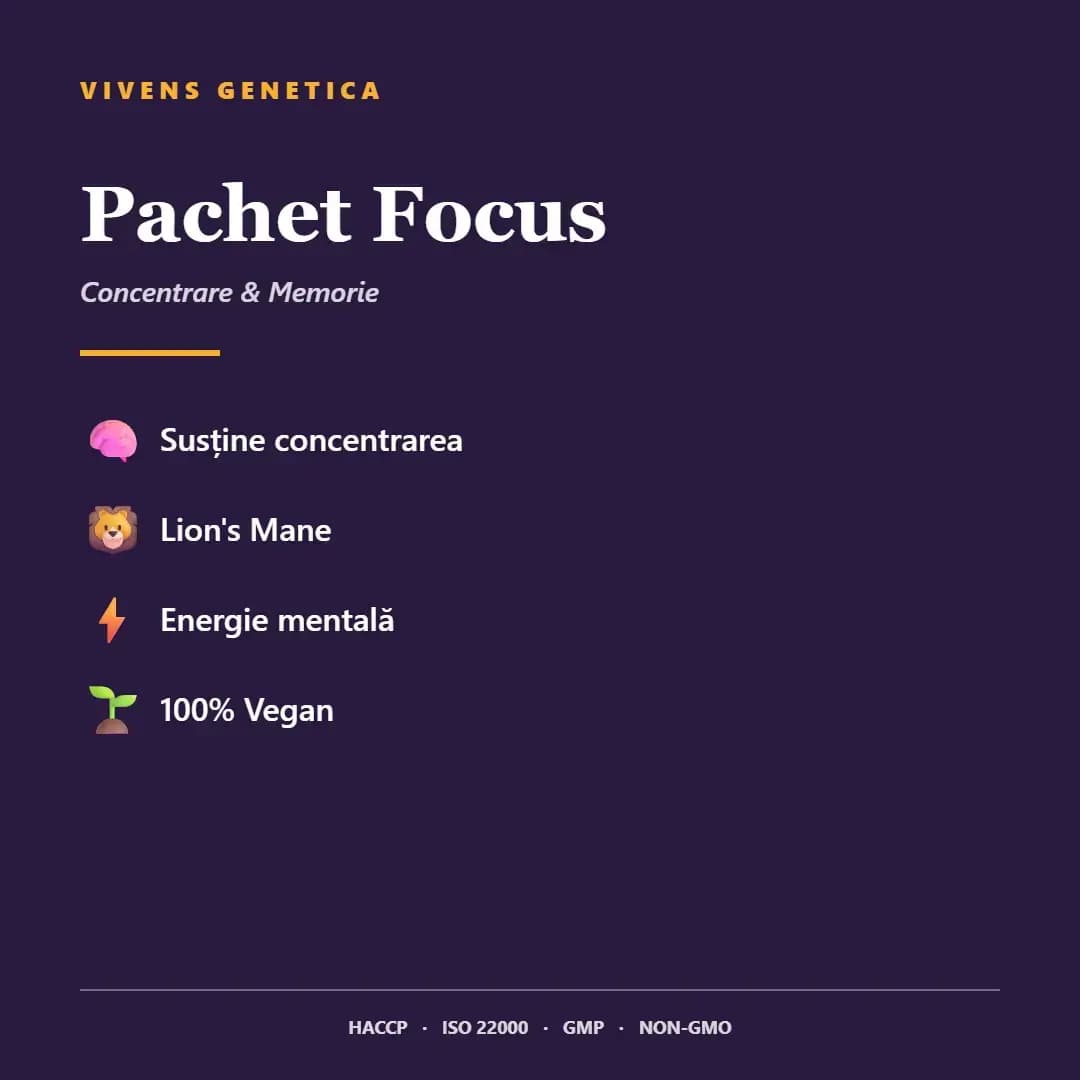 pachet focus cu coama leului și vitamine complete pentru concentrare