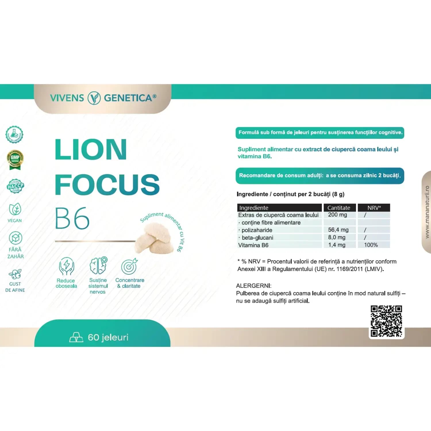 pachet focus cu coama leului și vitamine complete pentru concentrare