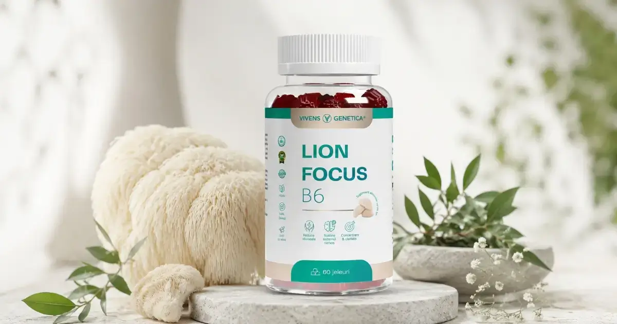 LionFocus B6 Mâna Naturii cu Lion's Mane plus vitamina B6, alternativă pentru susținere cognitivă