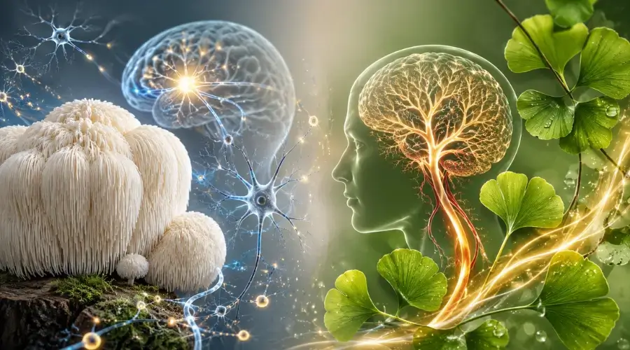 Mecanismele Lion's Mane vs Ginkgo Biloba, BDNF NGF vs circulație cerebrală