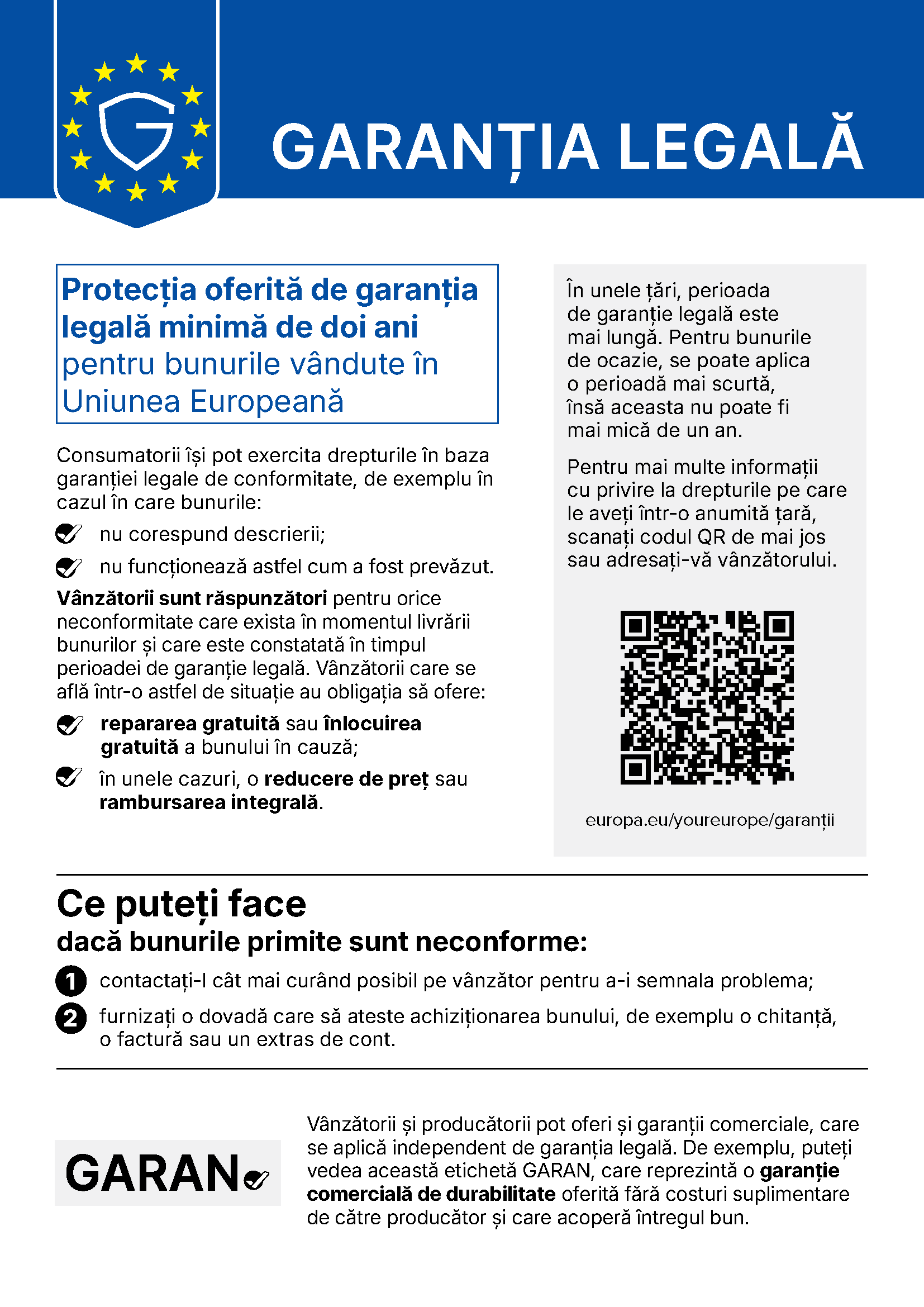 Garanția legală. Protecția oferită de garanția legală minimă de doi ani pentru bunurile vândute în Uniunea Europeană.